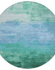 LOOMLAN Rugs Wyrnleaf Teal Washable Indoor-Outdoor Rug