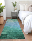 LOOMLAN Rugs Wyrnleaf Teal Washable Indoor-Outdoor Rug