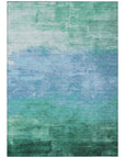LOOMLAN Rugs Wyrnleaf Teal Washable Indoor-Outdoor Rug