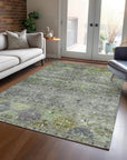 LOOMLAN Rugs Yaniqa Green Washable Indoor-Outdoor Rug