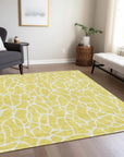 LOOMLAN Rugs Zarelia Yellow Washable Indoor-Outdoor Rug