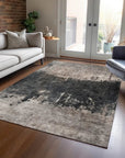LOOMLAN Rugs Zehara Brown Washable Indoor-Outdoor Rug