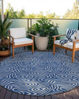 LOOMLAN Rugs Zena Blue Washable Indoor-Outdoor Rug