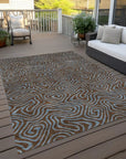 Zena Brown Washable Indoor - Outdoor Rug - LOOMLAN - LOOMLAN Rugs - Outdoor Rugs