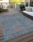 LOOMLAN Rugs Zena Teal Washable Indoor-Outdoor Rug
