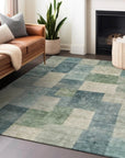 LOOMLAN Rugs Zenia Blue Washable Indoor-Outdoor Rug