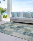 LOOMLAN Rugs Zenia Blue Washable Indoor-Outdoor Rug