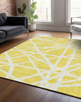 LOOMLAN Rugs Zephina Yellow Washable Indoor-Outdoor Rug