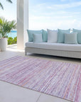 LOOMLAN Rugs Zephyna Pink Washable Indoor-Outdoor Rug