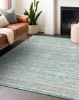 LOOMLAN Rugs Zephyna Teal Washable Indoor-Outdoor Rug