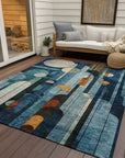 LOOMLAN Rugs Ziva Blue Washable Indoor-Outdoor Rug