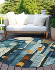 LOOMLAN Rugs Ziva Blue Washable Indoor-Outdoor Rug