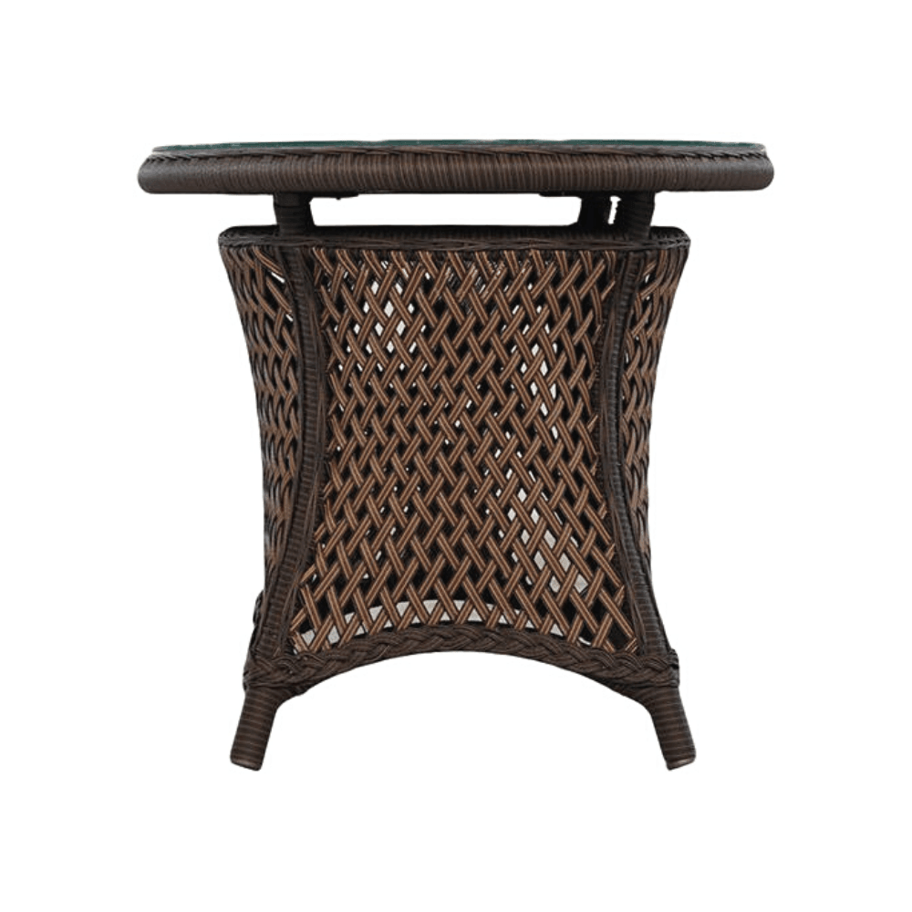 LOOMLAN Outdoor - Grand Traverse Outdoor Round End Table With Glass Top Lloyd Flanders - Outdoor Side Tables