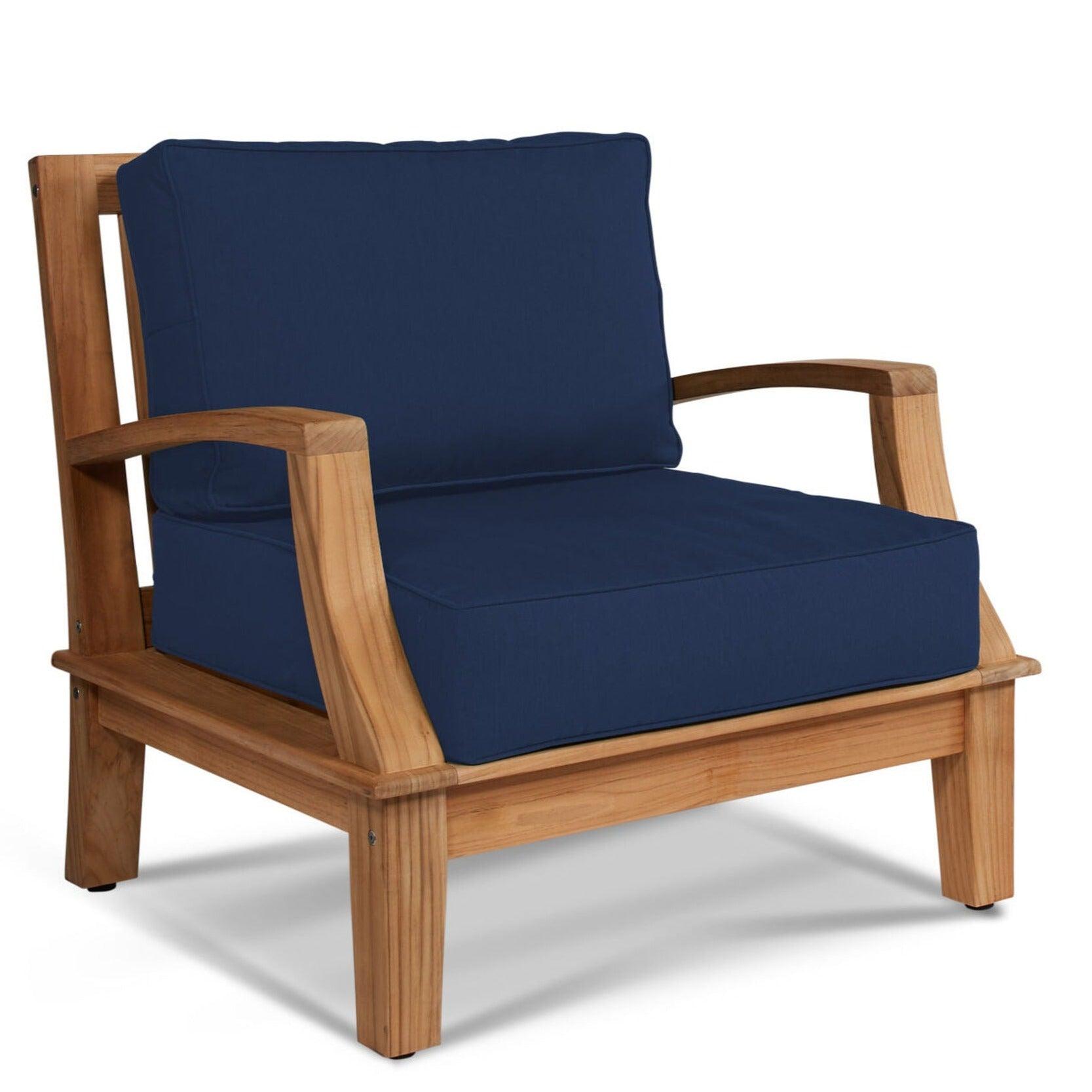 LOOMLAN Outdoor - Grande Teak Club Chair with Sunbrella Cushion - Outdoor Lounge Chairs