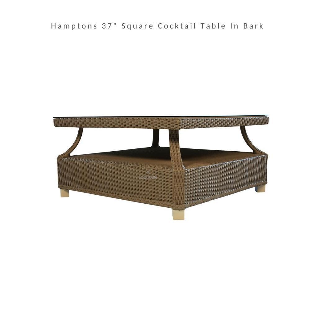 LOOMLAN Outdoor - Hamptons 37" Square Outdoor Cocktail Table With Glass Top Lloyd Flanders - Outdoor Coffee Tables