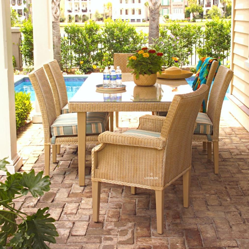 LOOMLAN Outdoor - Hamptons Outdoor Furniture Wicker 72" Rectangular Dining Table - Outdoor Dining Tables