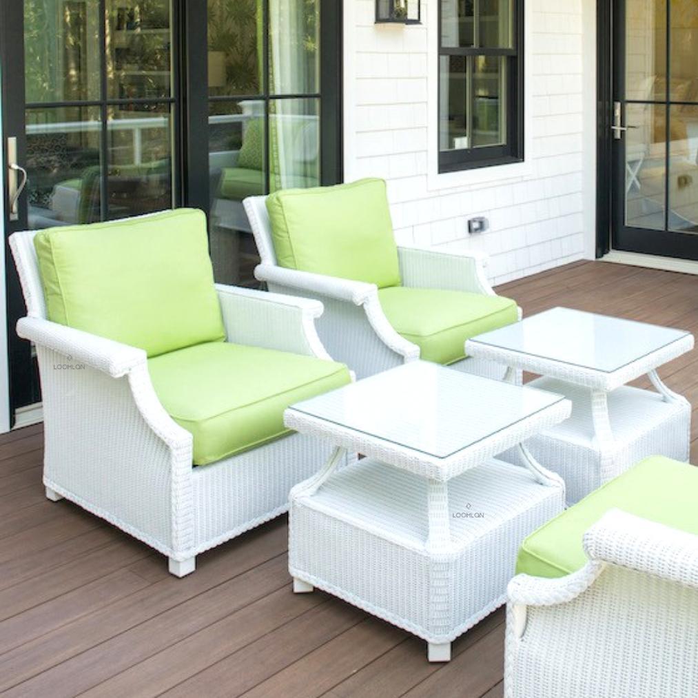 LOOMLAN Outdoor - Hamptons Outdoor Furniture Wicker Swivel Rocker Lounge Chair - Outdoor Lounge Chairs