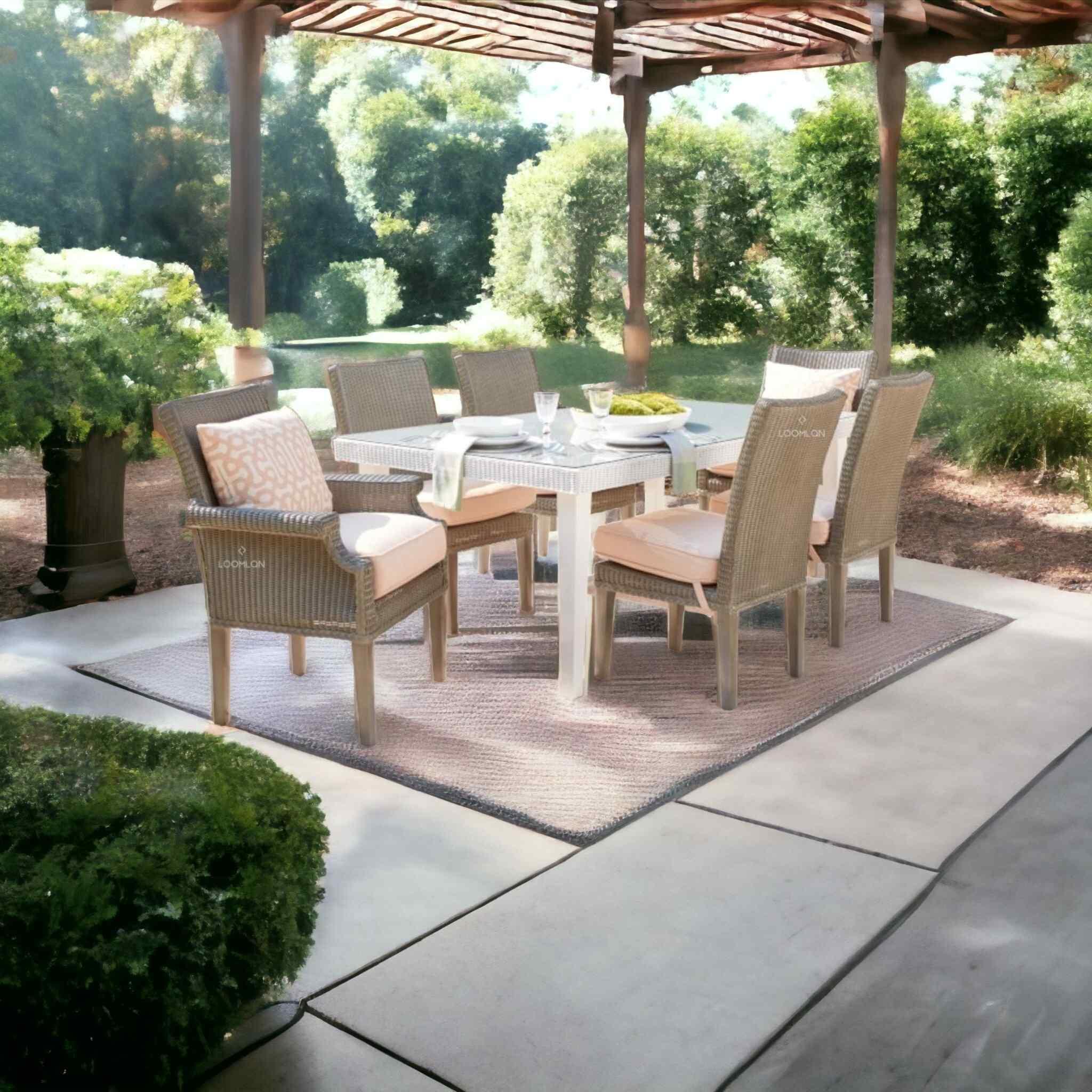 LOOMLAN Outdoor - Hamptons Outdoor Wicker Dining Table Set for 6 Lloyd Flanders Lloyd Flanders - Outdoor Dining Sets