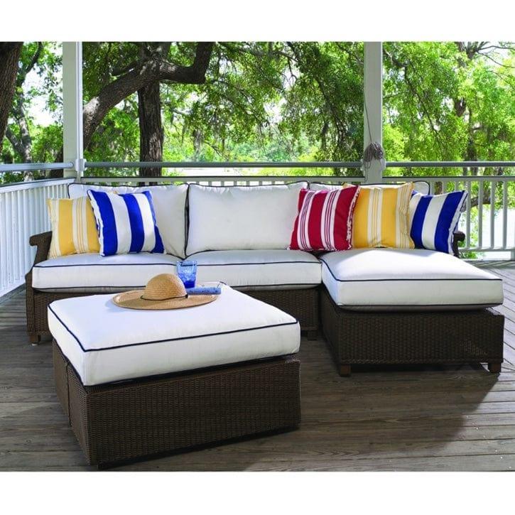 LOOMLAN Outdoor - Hamptons Outdoor Wicker Small Chaise Sectional With Ottoman Lloyd Flanders - Outdoor Lounge Sets