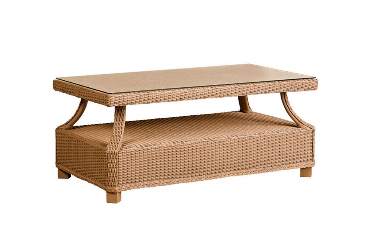 LOOMLAN Outdoor - Hamptons Rectangular Outdoor Cocktail Table With Glass Lloyd Flanders - Outdoor Coffee Tables