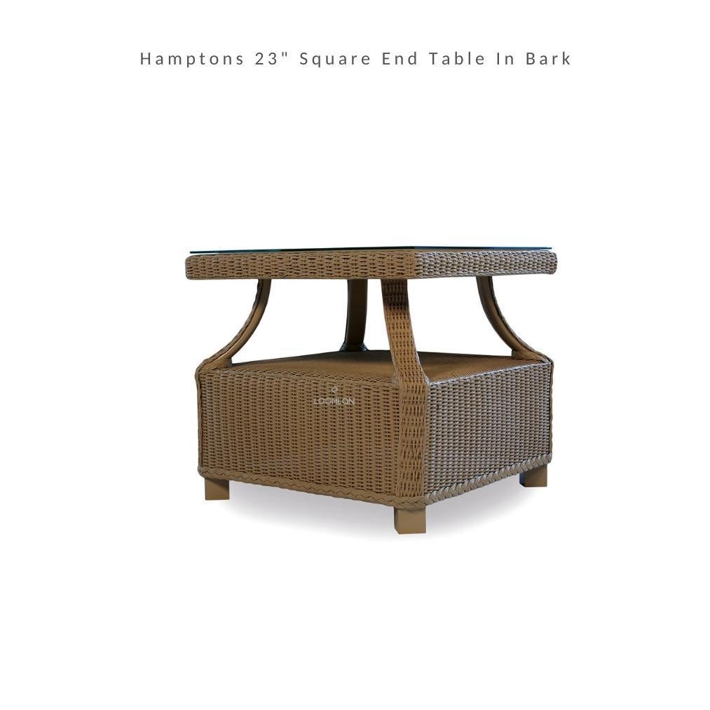 LOOMLAN Outdoor - Hamptons Square End Accent Table With Glass Lloyd Flanders - Outdoor Side Tables