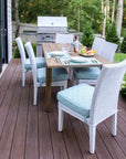 LOOMLAN Outdoor - Hamptons Teak Extendable Dining Table Set with Wicker Dining Chairs - Outdoor Dining Sets