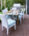 LOOMLAN Outdoor - Hamptons Teak Extendable Dining Table Set with Wicker Dining Chairs - Outdoor Dining Sets