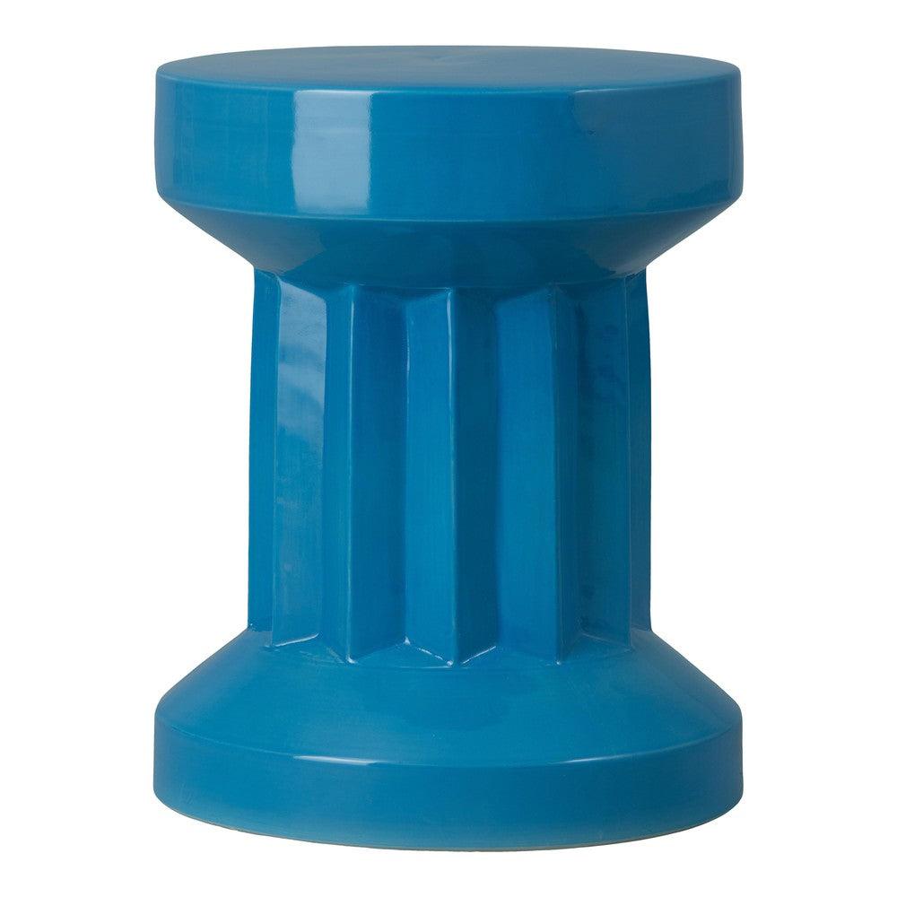 LOOMLAN Outdoor - Intrepit 18 in. Round Turquoise Ceramic Garden Stool - Outdoor Stools