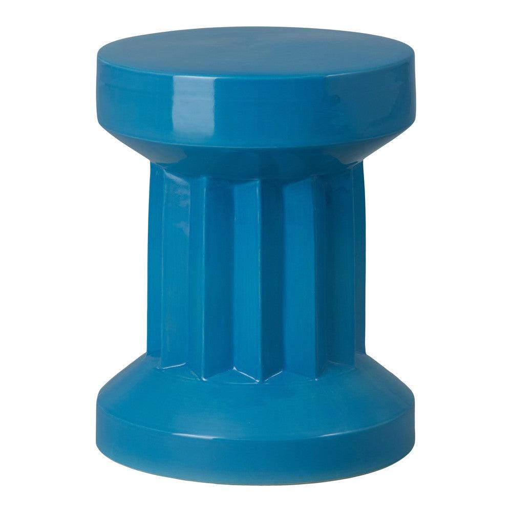 LOOMLAN Outdoor - Intrepit 18 in. Round Turquoise Ceramic Garden Stool - Outdoor Stools