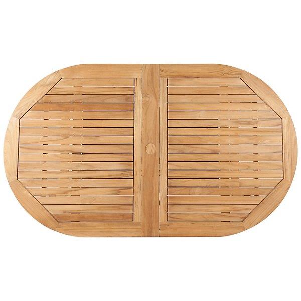 LOOMLAN Outdoor - January Oval Teak Outdoor Dining Table with Built-In Extension and Umbrella Hole - Outdoor Dining Tables