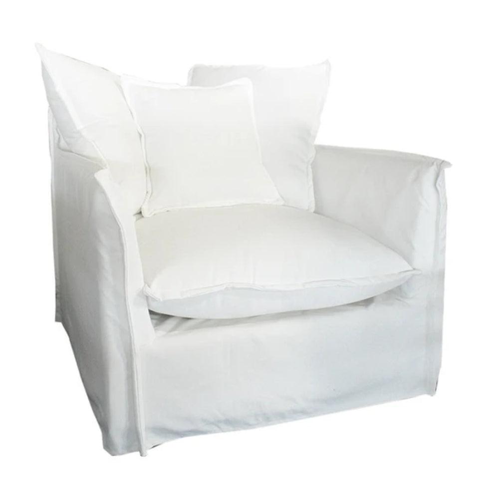 LOOMLAN Outdoor - Jason Outdoor Slipcovered Chair White - Outdoor Lounge Chairs