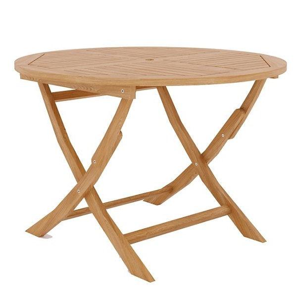 LOOMLAN Outdoor - Jett 47-inch Round Teak Outdoor Folding Dining Table - Outdoor Dining Tables