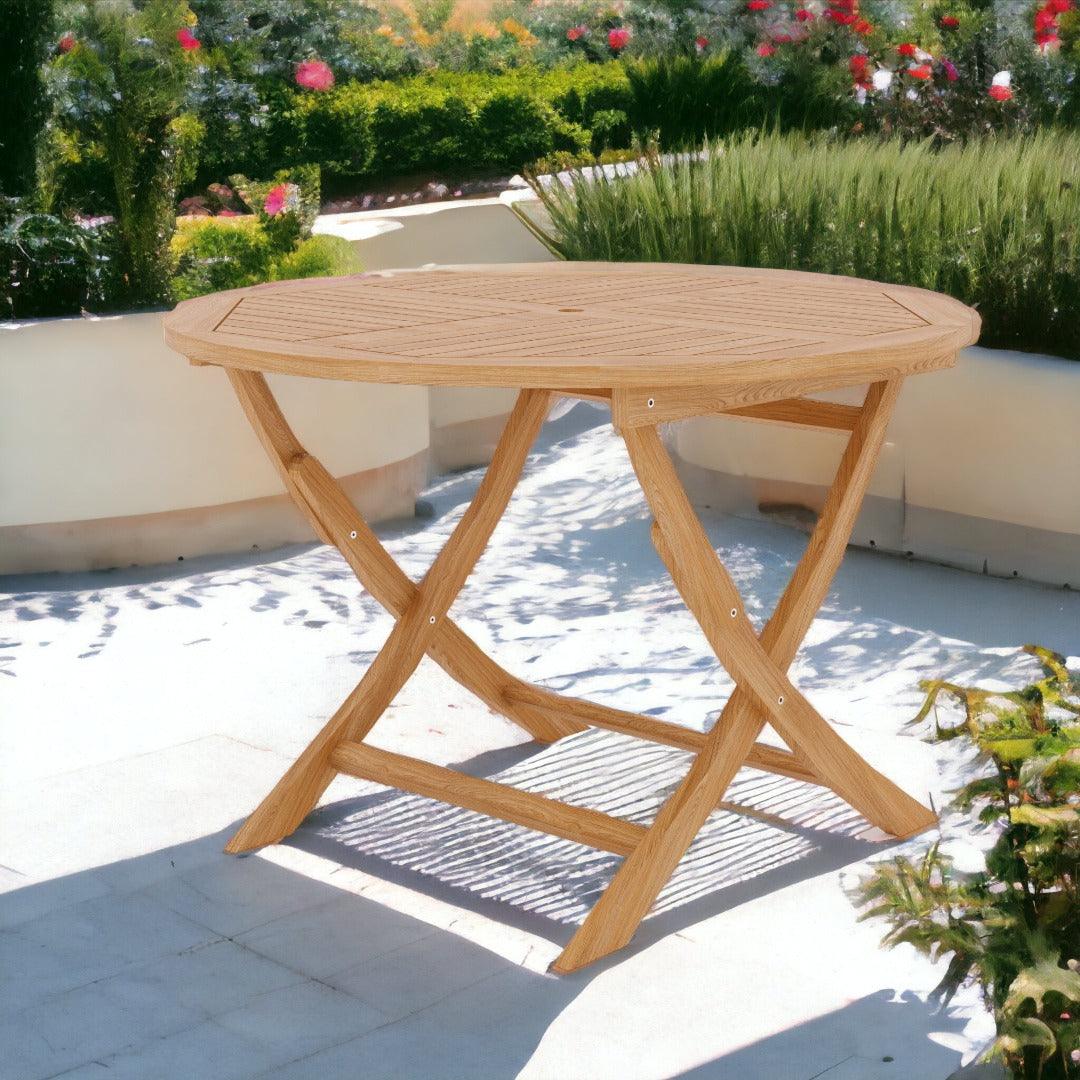 LOOMLAN Outdoor - Jett 47-inch Round Teak Outdoor Folding Dining Table - Outdoor Dining Tables