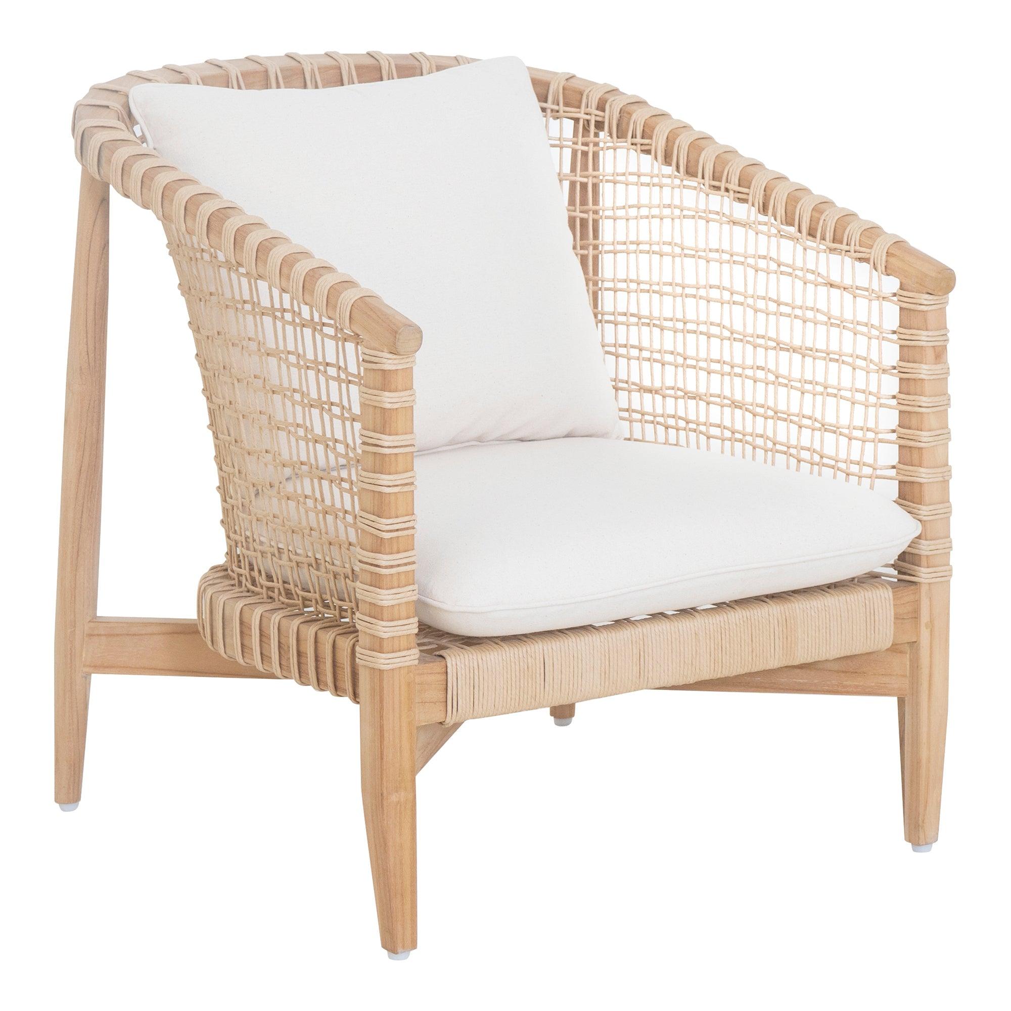 LOOMLAN Outdoor - Kuna Solid Teak Frame with Lloyd Loom Weave Outdoor Chair - Outdoor Lounge Chairs