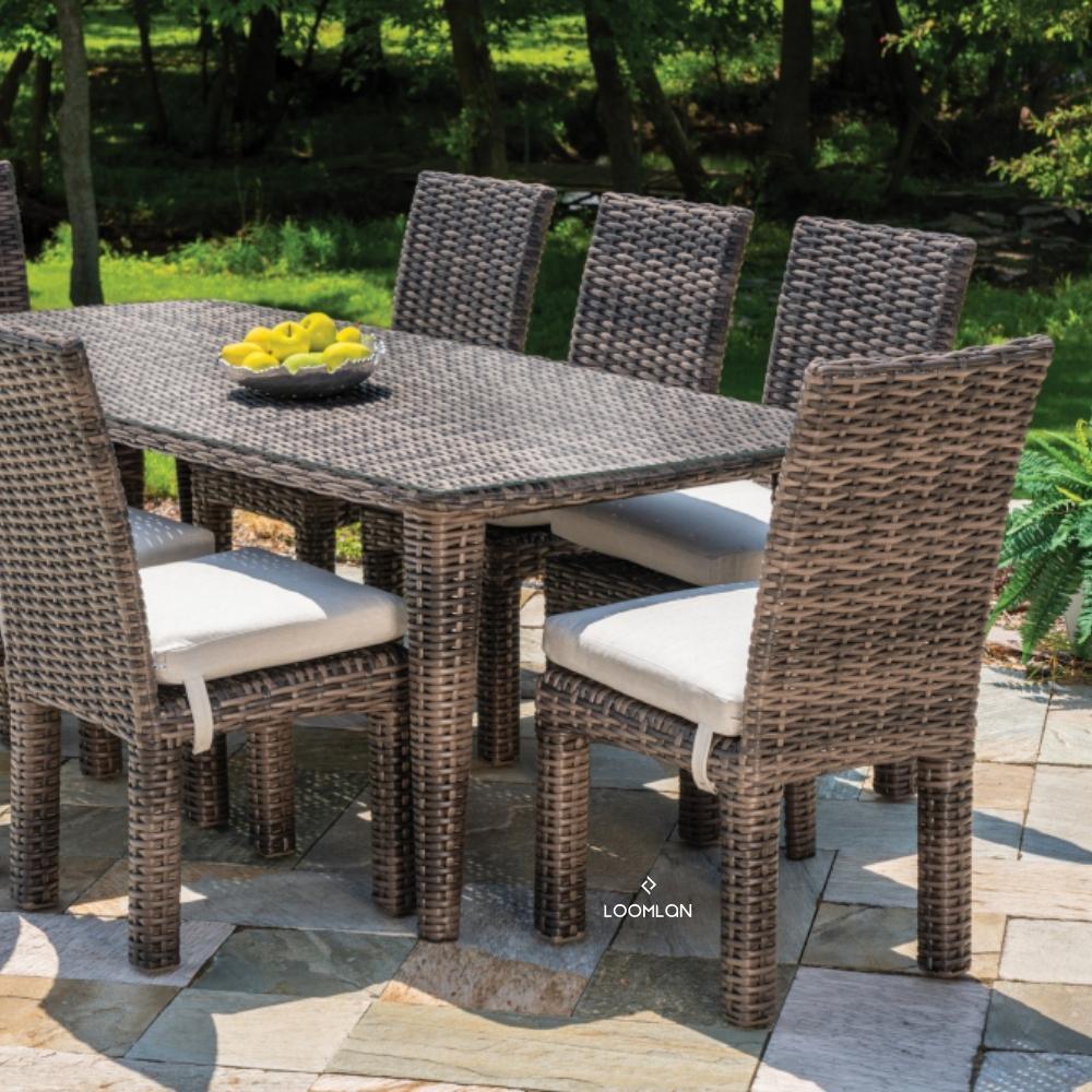LOOMLAN Outdoor - Largo 86" Rectangular Umbrella Dining Table All Weather Wicker - Outdoor Dining Tables