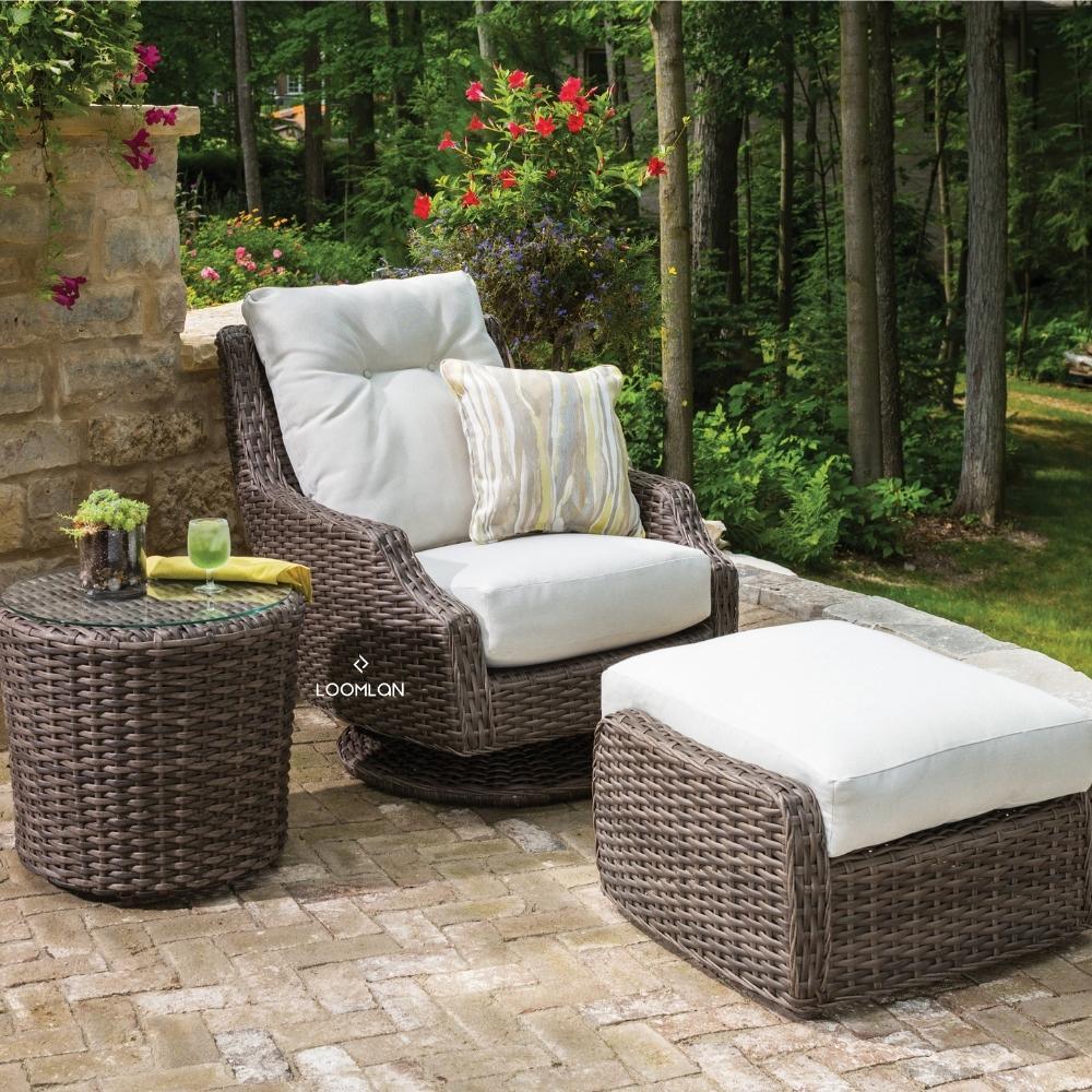 LOOMLAN Outdoor - Largo High Back Swivel Rocker Lounge Chair All Weather Wicker - Outdoor Lounge Chairs