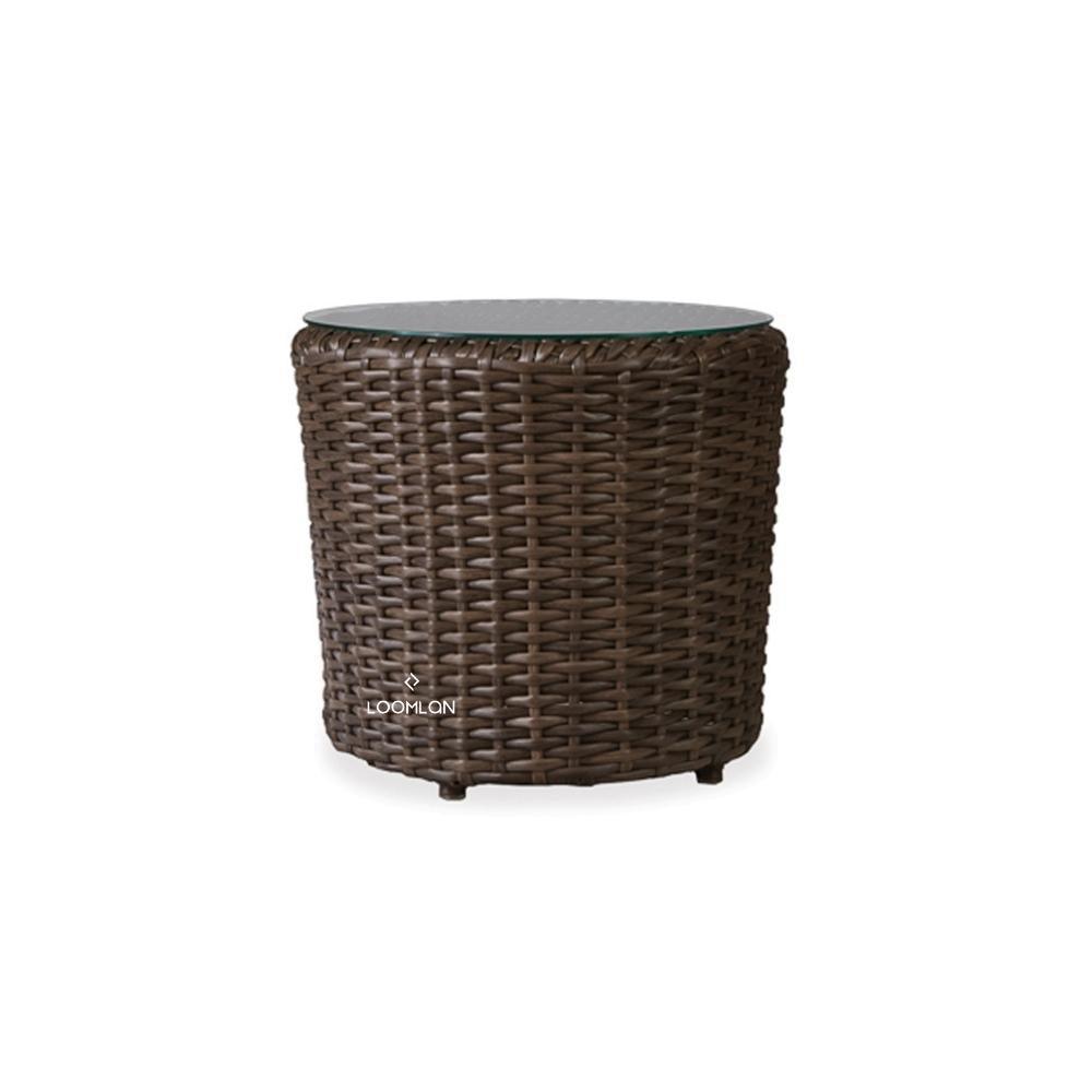 LOOMLAN Outdoor - Largo Round End Table All Weather Wicker Furniture Lloyd Flanders - Outdoor Side Tables