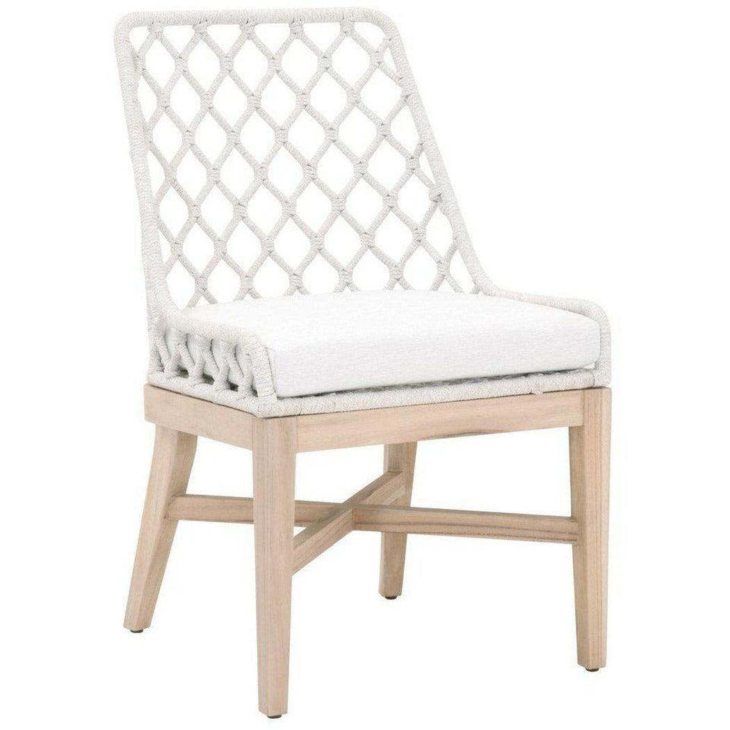 LOOMLAN Outdoor - Lattis Outdoor Dining Chair White Speckle Rope & Seat Gray Teak - Outdoor Dining Chairs