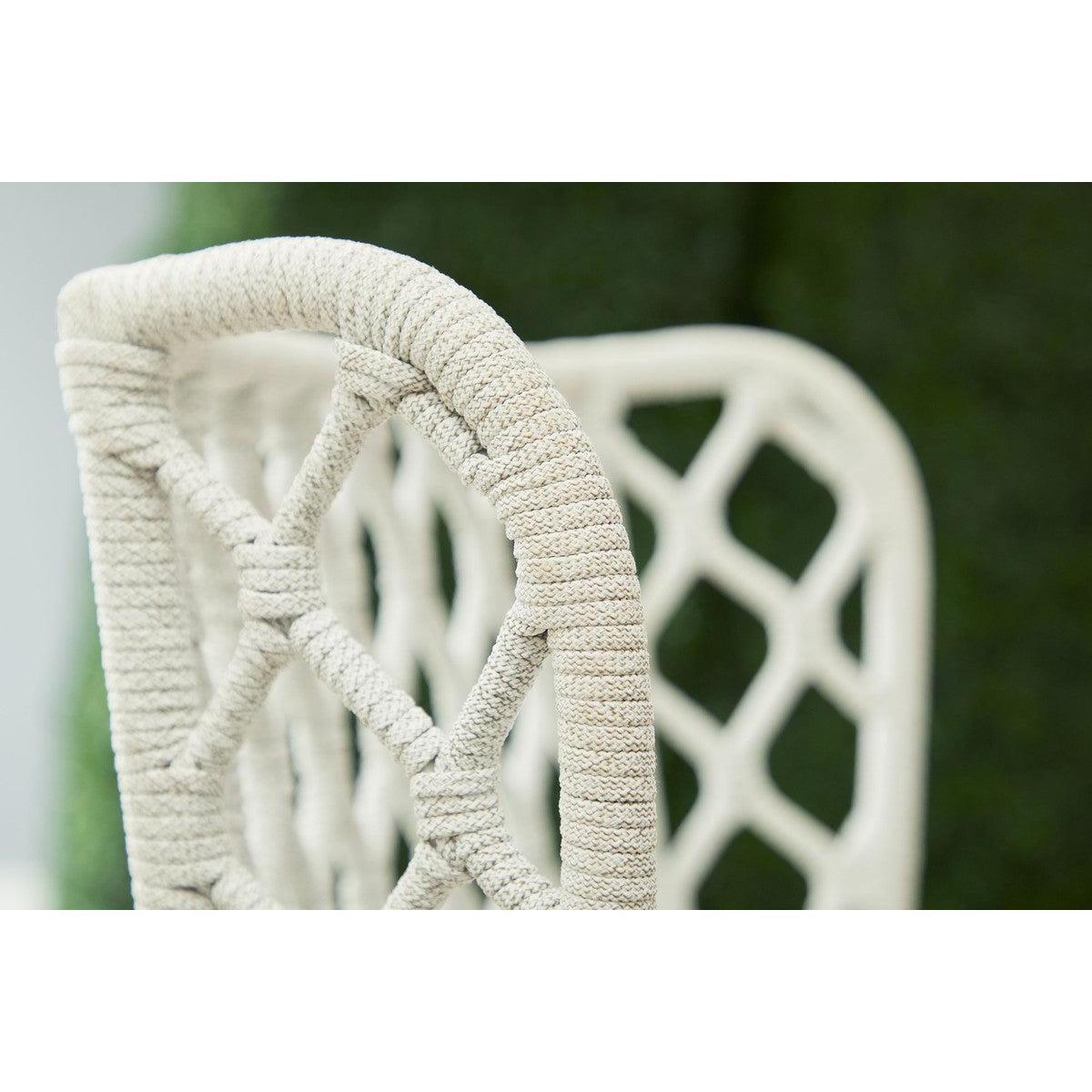 LOOMLAN Outdoor - Lattis Outdoor Wing Chair White Speckle Rope & Seat Gray Teak - Outdoor Dining Chairs