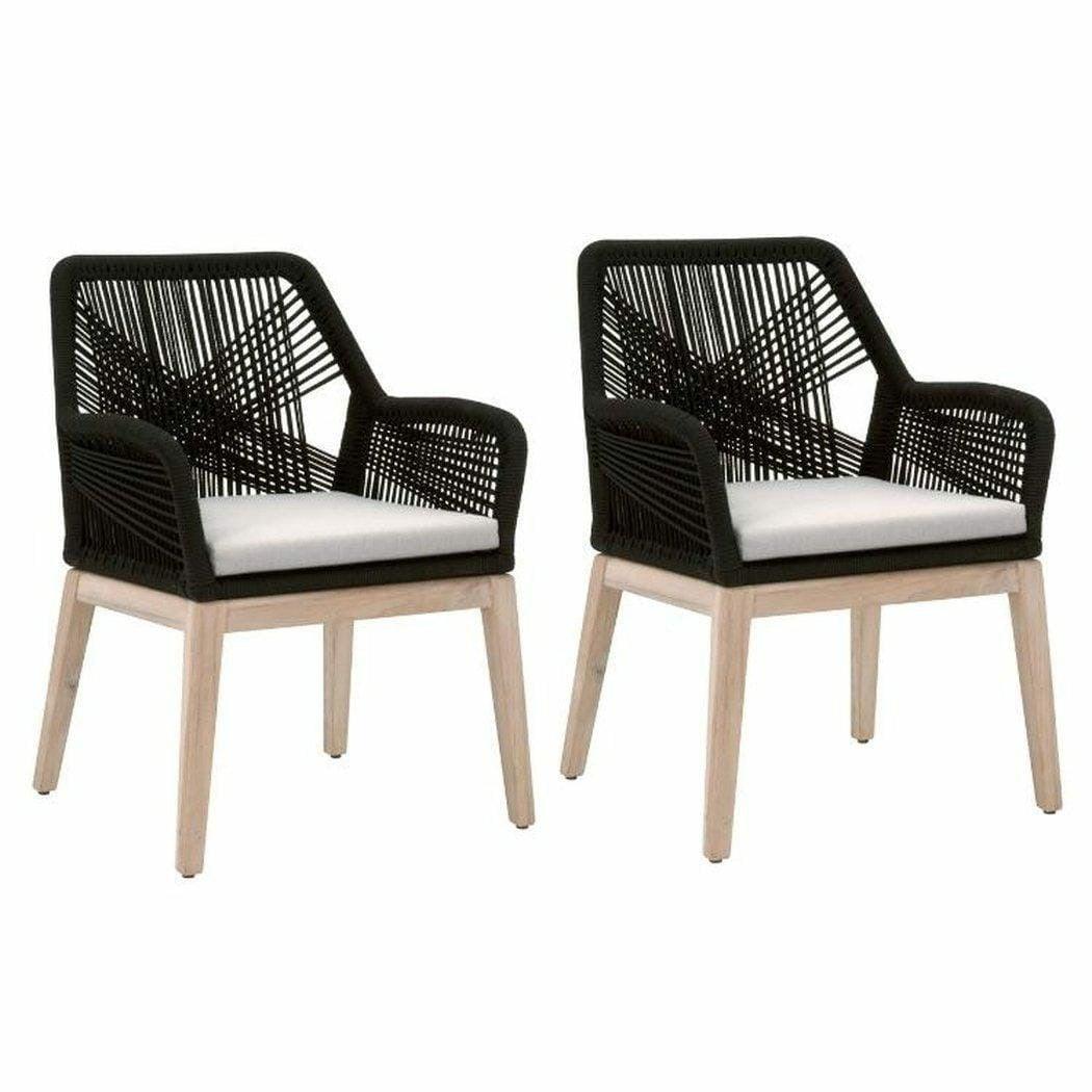 LOOMLAN Outdoor - Loom Black Rope Outdoor Dining Arm Chairs Set of 2 - Outdoor Dining Chairs