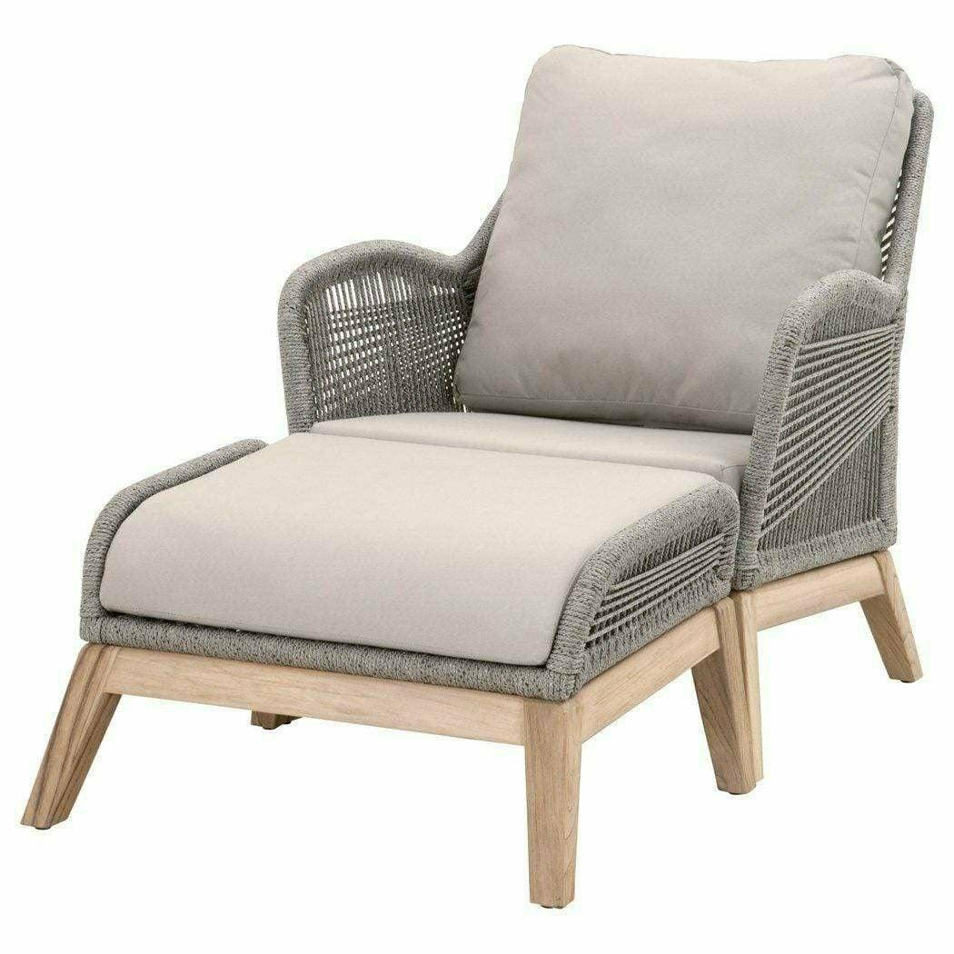 LOOMLAN Outdoor - Loom Outdoor Club Chair Platinum Rope Gray Teak Wood - Outdoor Lounge Chairs