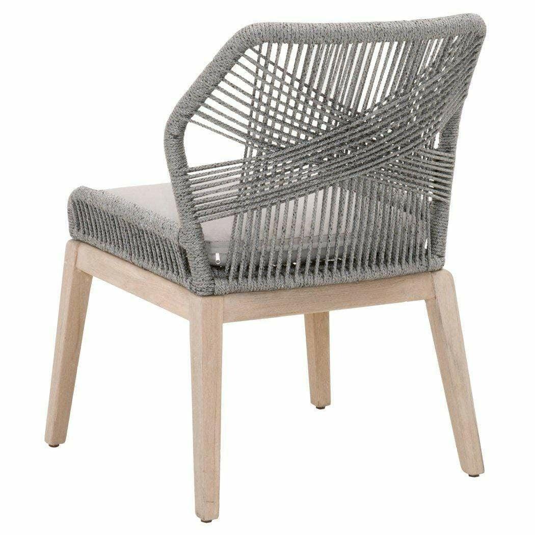 LOOMLAN Outdoor - Loom Outdoor Dining Chair Set of 2 Platinum Rope Teak Wood - Outdoor Dining Chairs