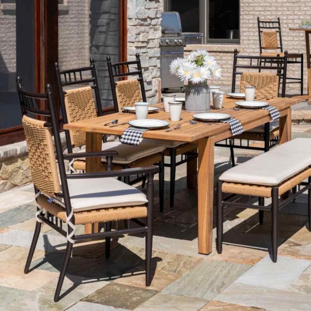 LOOMLAN Outdoor - Low Country Dining Armchair Premium Wicker Furniture Lloyd Flanders - Outdoor Dining Chairs