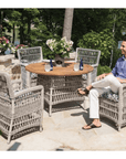 LOOMLAN Outdoor - Mackinac Teak Wood and Wicker Outdoor Furniture Dining Set for 4 - Outdoor Dining Sets
