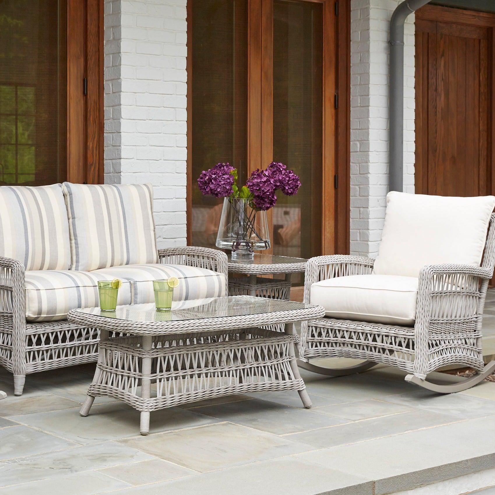 LOOMLAN Outdoor - Mackinac Wicker All Weather Square End Table Lloyd Flanders - Outdoor Side Tables
