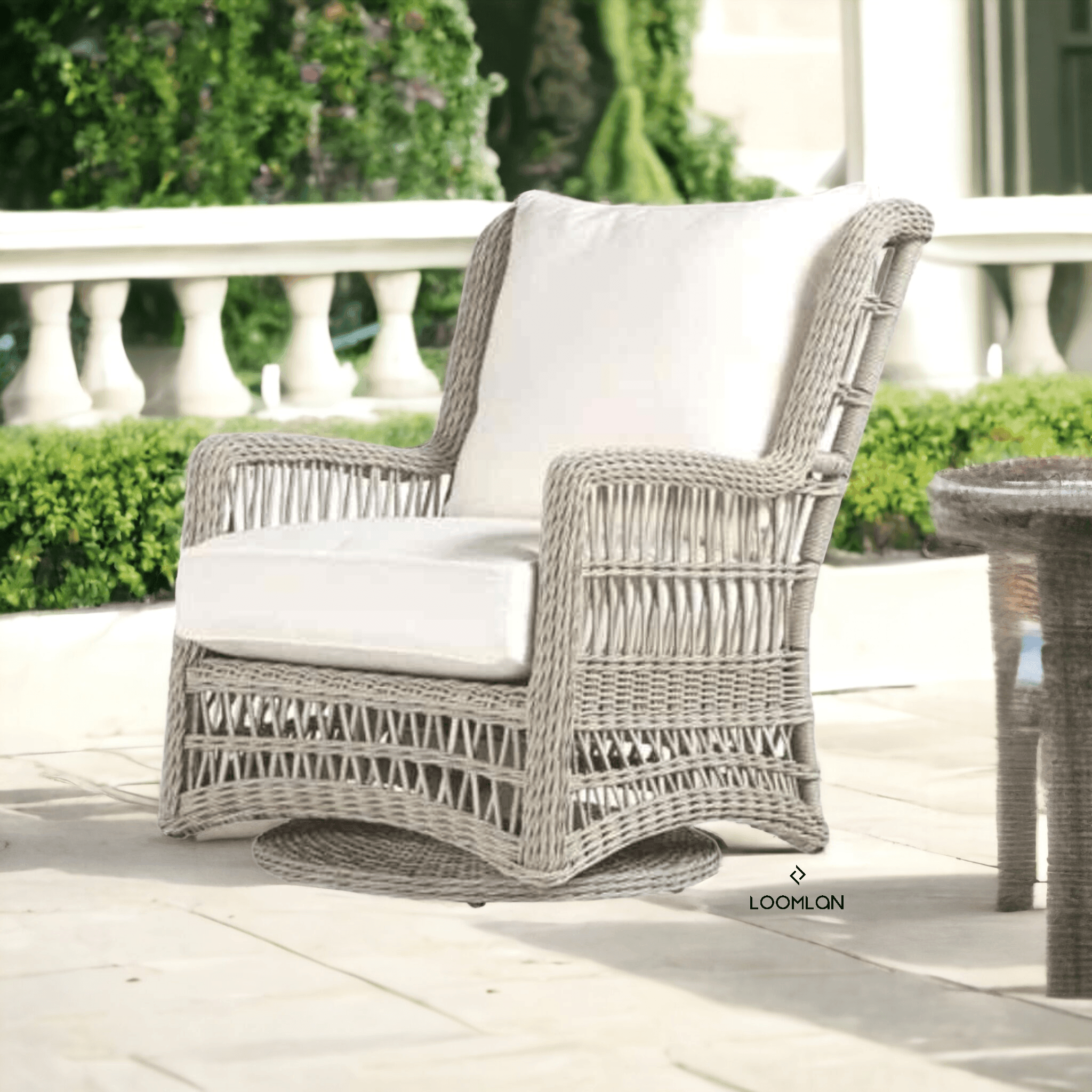 LOOMLAN Outdoor - Mackinac Wicker Outdoor Swivel Glider Lounge Chair - High Back - Outdoor Lounge Chairs