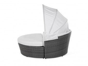 LOOMLAN Outdoor - Manhattan Grey Wicker Canopy Daybed Commercial Outdoor Furniture - Outdoor Cabanas &amp; Loungers