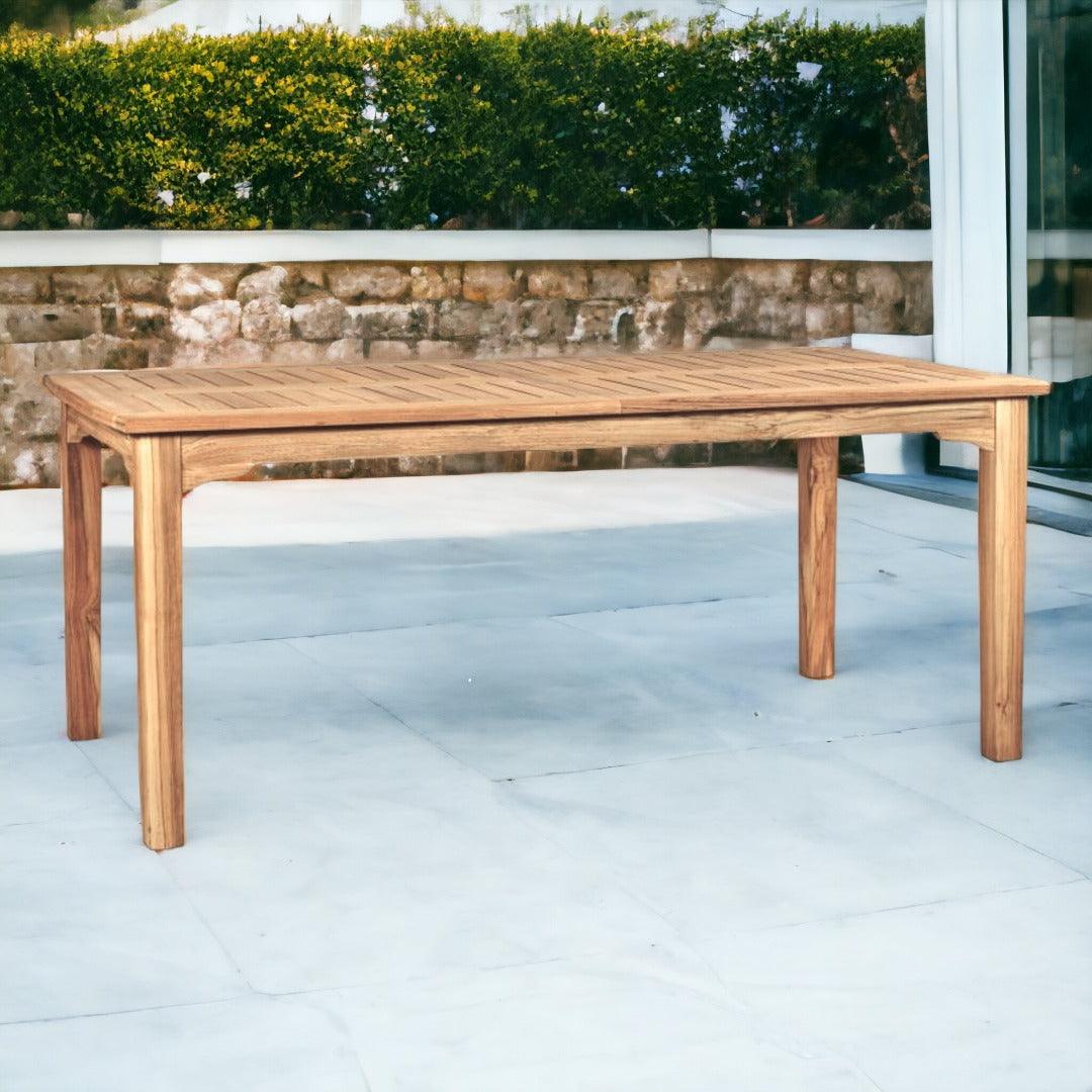 LOOMLAN Outdoor - Manorhouse Rectangular Teak Outdoor Dining Table with Built-In Extension and Umbrella Hole - Outdoor Dining Tables