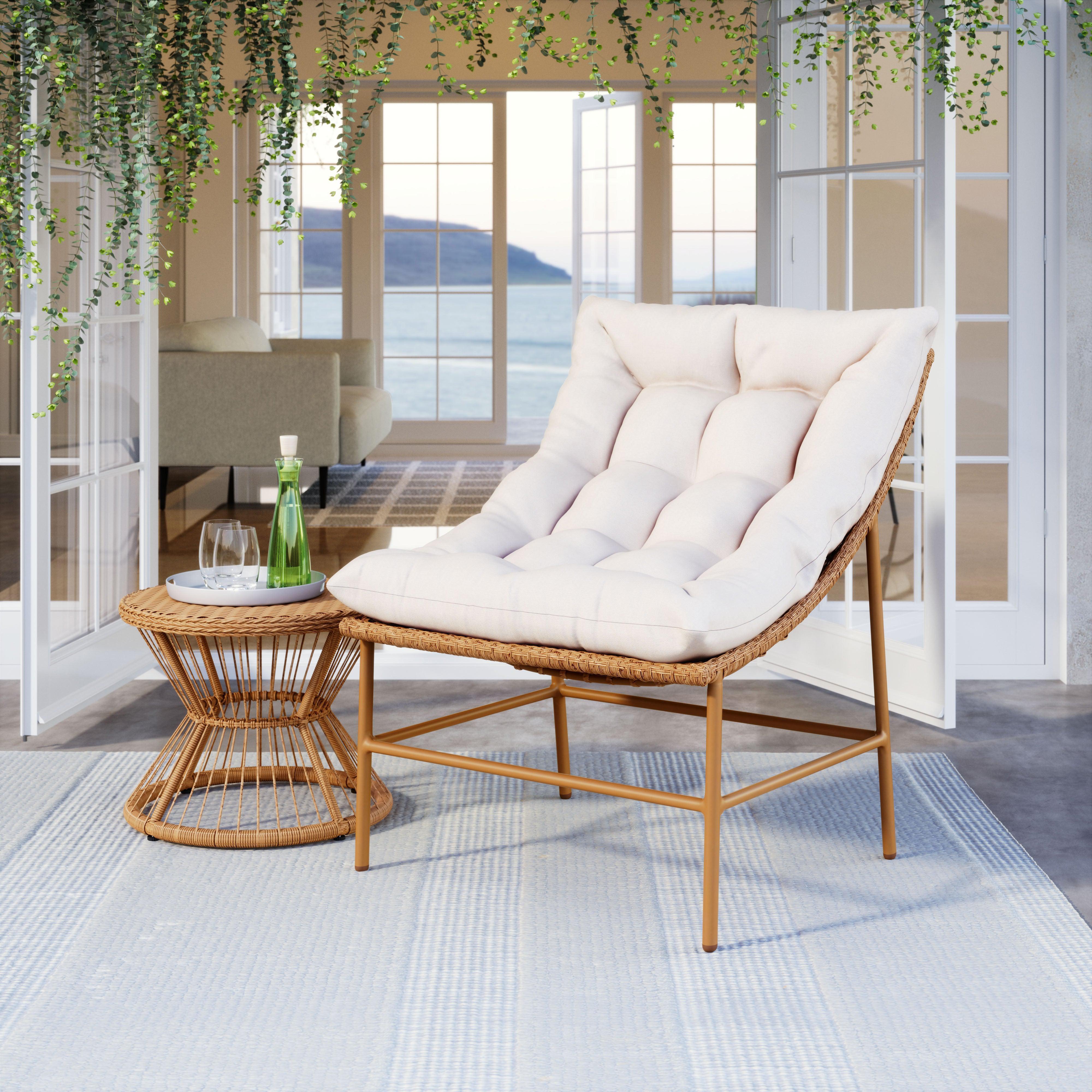 LOOMLAN Outdoor - Merilyn Accent Chair Beige &amp; Natural - Outdoor Accent Chairs