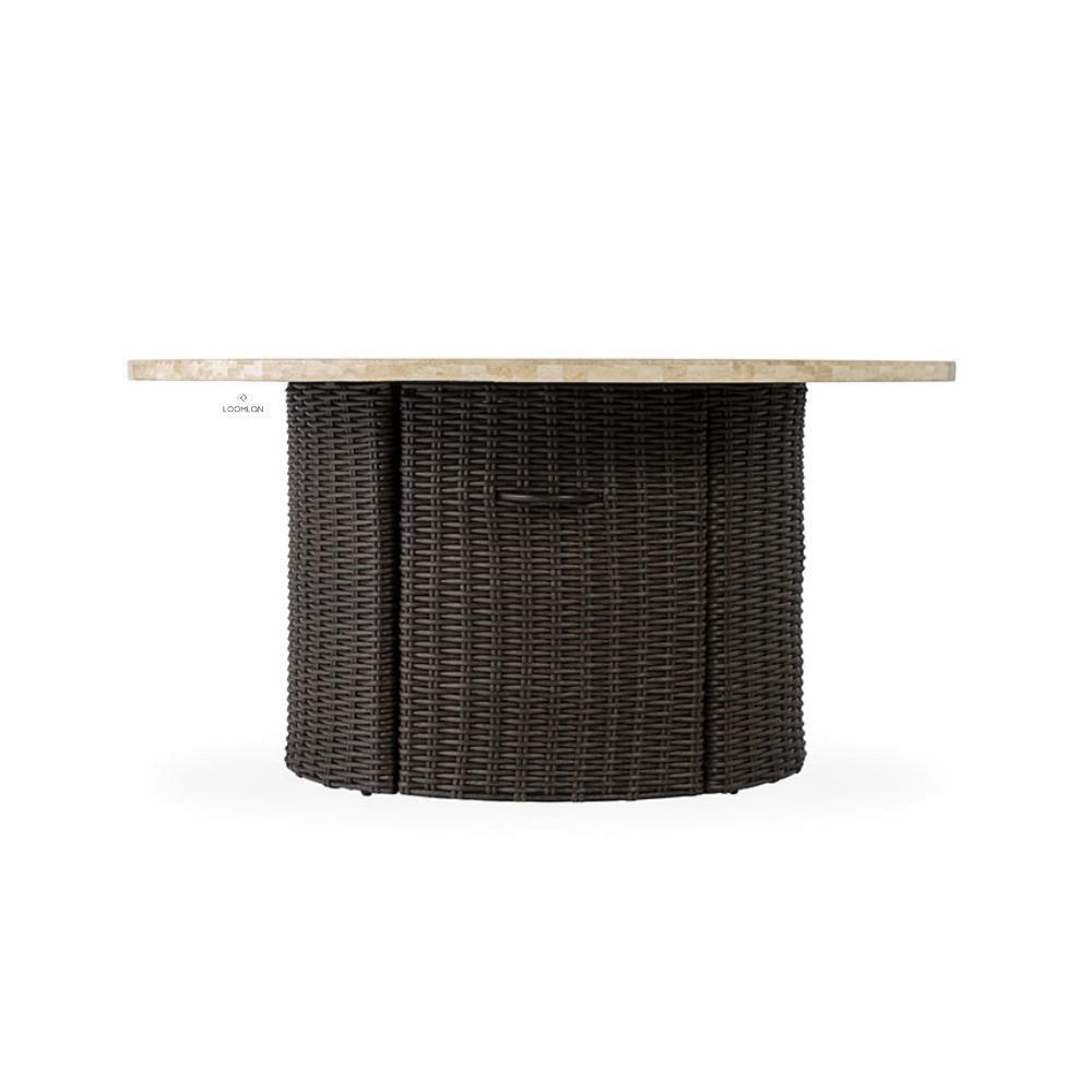 LOOMLAN Outdoor - Mesa 48" Round Fire Table with Gray Travertine Top Lloyd Flanders - Outdoor Fire Tables